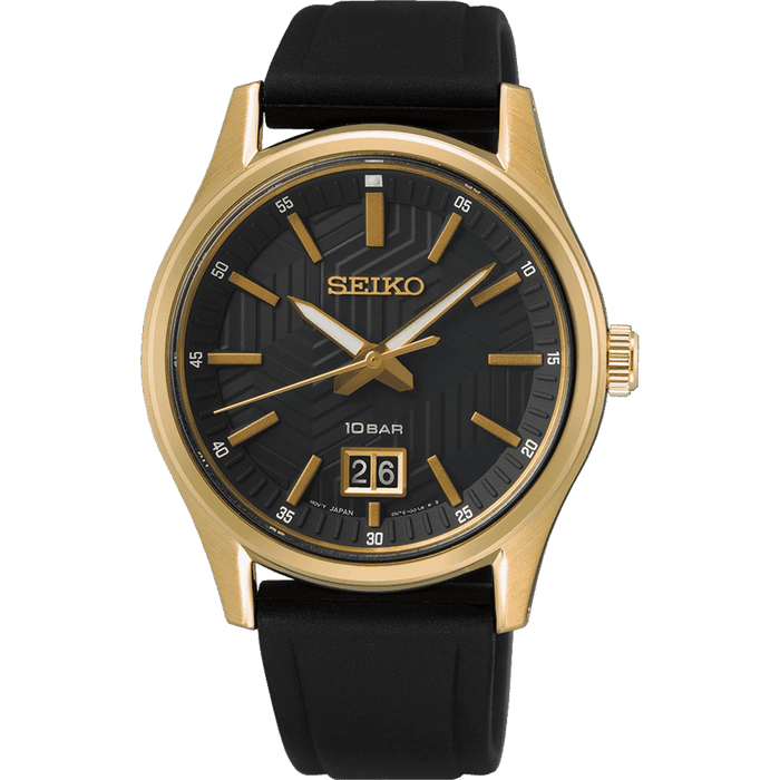 SEIKO BLACK DIAL STAINLESS STEEL MEN'S WATCH - SUR560P