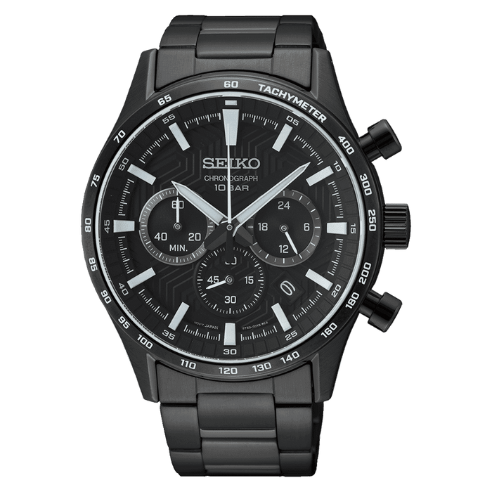 SEIKO Dress Chronograph Watch - SSB415P1, Black