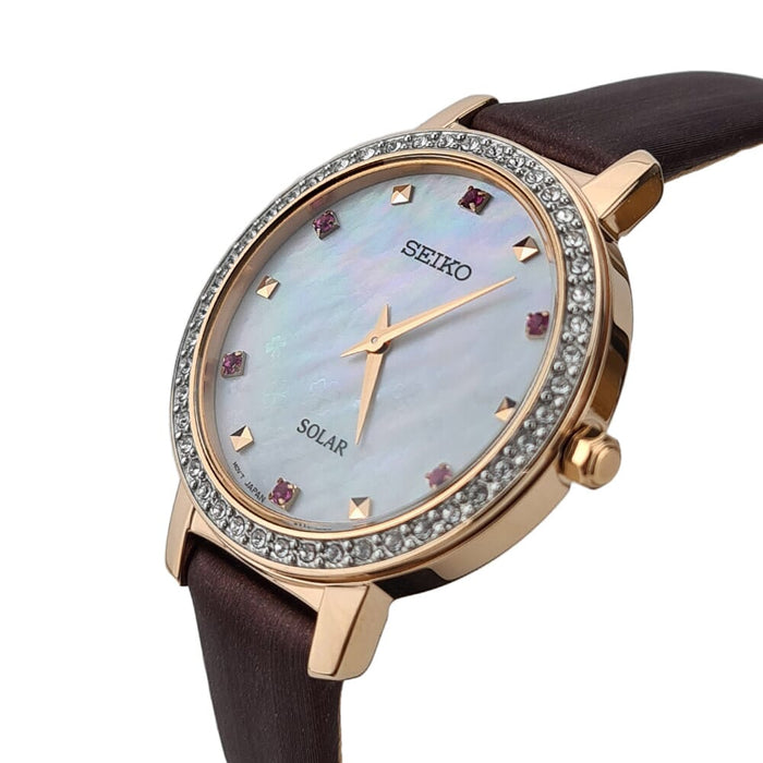 Seiko Solar Leather Strap Watch for Women SUP450P