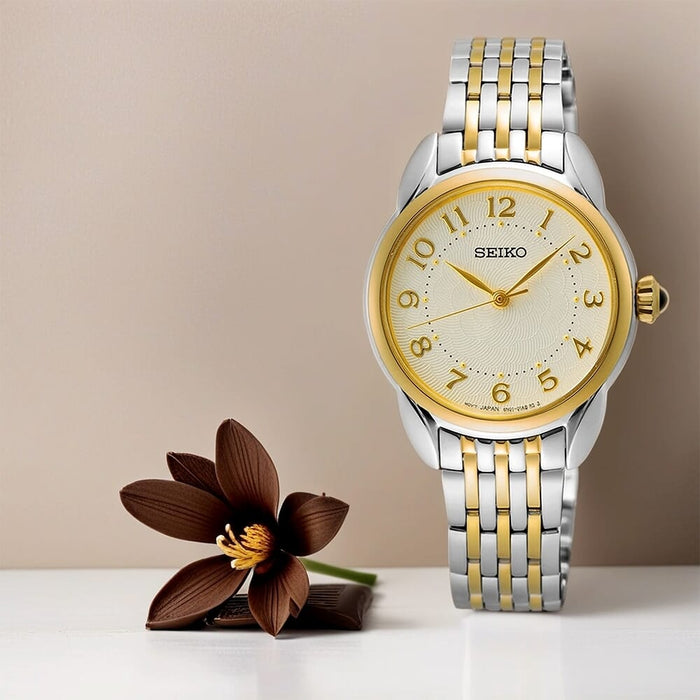 Seiko white dial stainless steel watch for women SUR562P