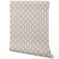 Neutral Botanical/ Floral Block Print Traditional Wallpaper (Gray/ White)