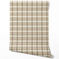 Neutral Geometric Plaid Checkered Traditional Wallpaper (Greige/ Brown/ Cream/ Warm Gray)