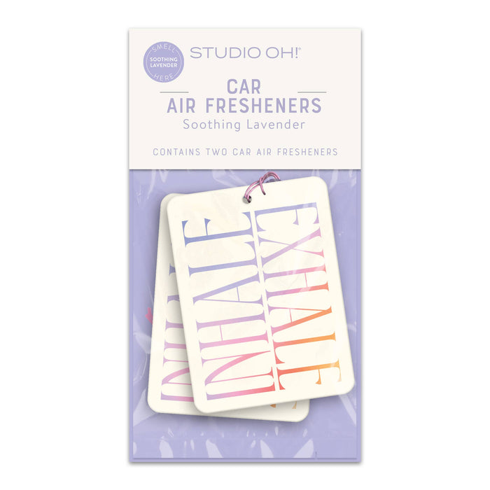 Set of 2 Inhale Exhale Car Air Fresheners in Soothing Lavender Scent | Yoga Inspired Car Scent Diffuser Deodorizer