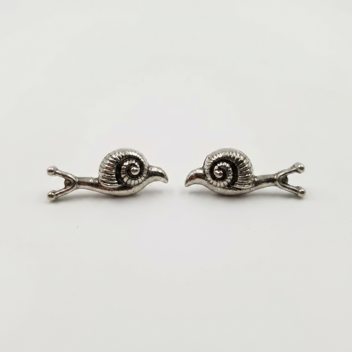 Silver Tiny Snail Stud Earrings | Cute Whimsical Nature Studs