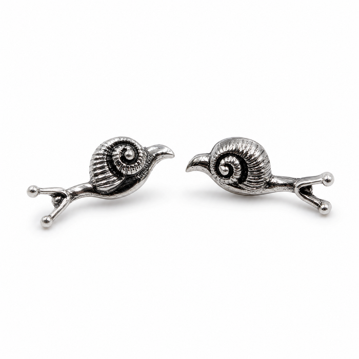 Silver Tiny Snail Stud Earrings | Cute Whimsical Nature Studs