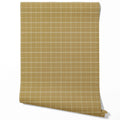 Geometric Plaid Checkered Traditional Wallpaper (Mustard Yellow)