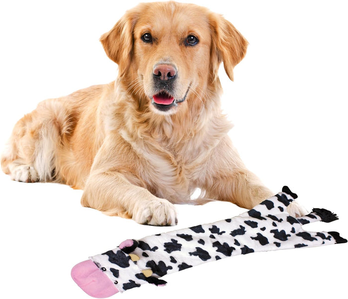 Skinneeez Crinklers Cow Squeaky Dog Toy 23” Stuffingless, Crinkle & Squeak, Safe & Washable Dog Fun!