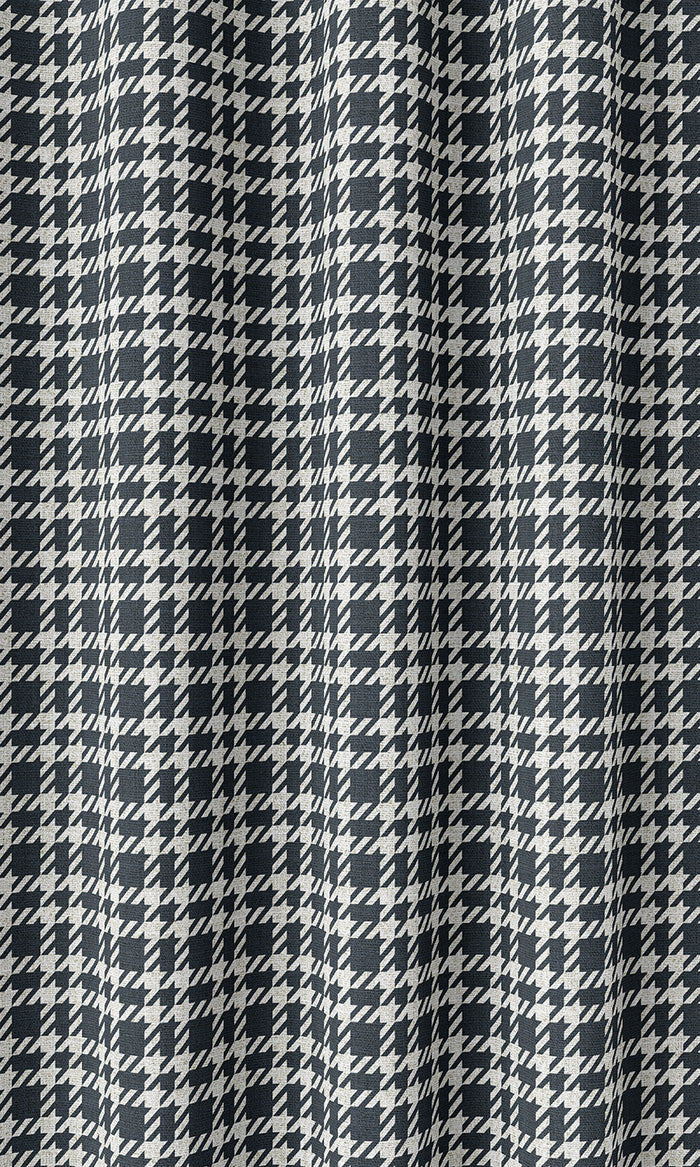 Checkered Home Décor Fabric By the Metre (Midnight Blue/ White)