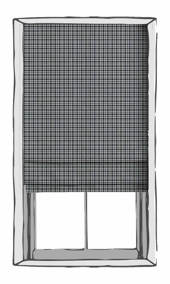 Checkered Fabric Material By the Metre (Midnight Blue/ White)