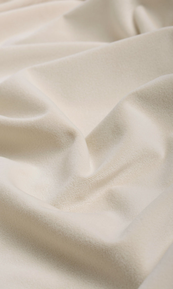 Velvet Fabric Material By the Metre (Warm Ivory)
