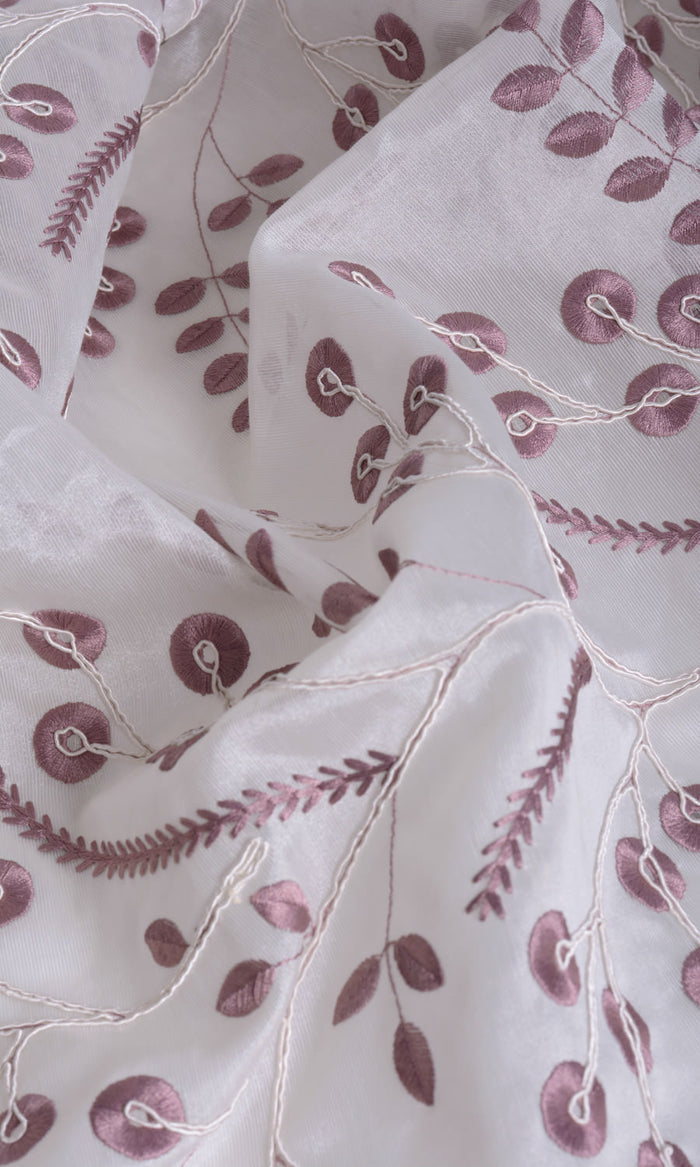 Nature Inspired Window Treatments Fabric By the Metre (White/ Pink)