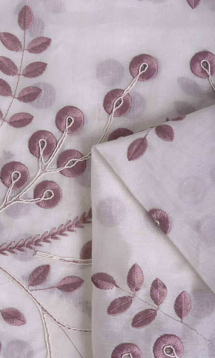 Nature Inspired Fabric Material By the Metre (White/ Pink)