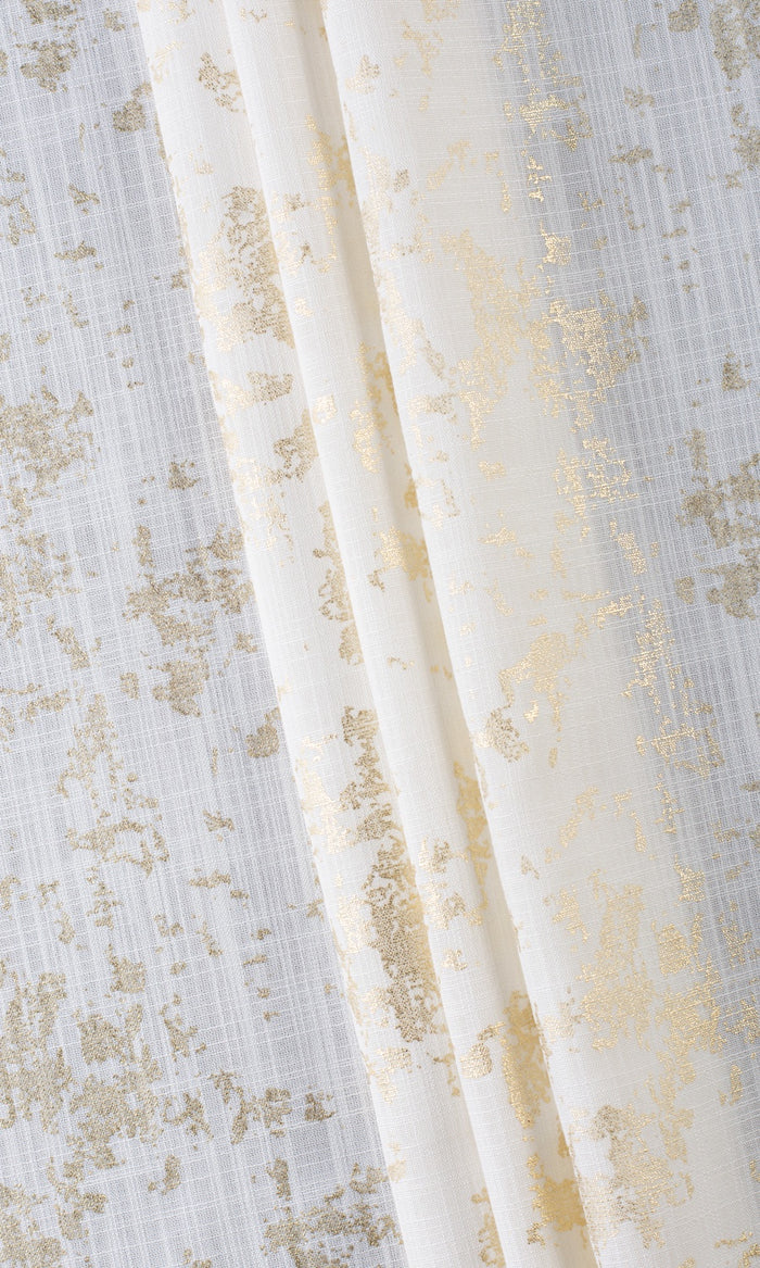 Metallic Abstract Print Drapes for Living, Bedroom, Kitchen, Bathroom (Cream/ Golden)