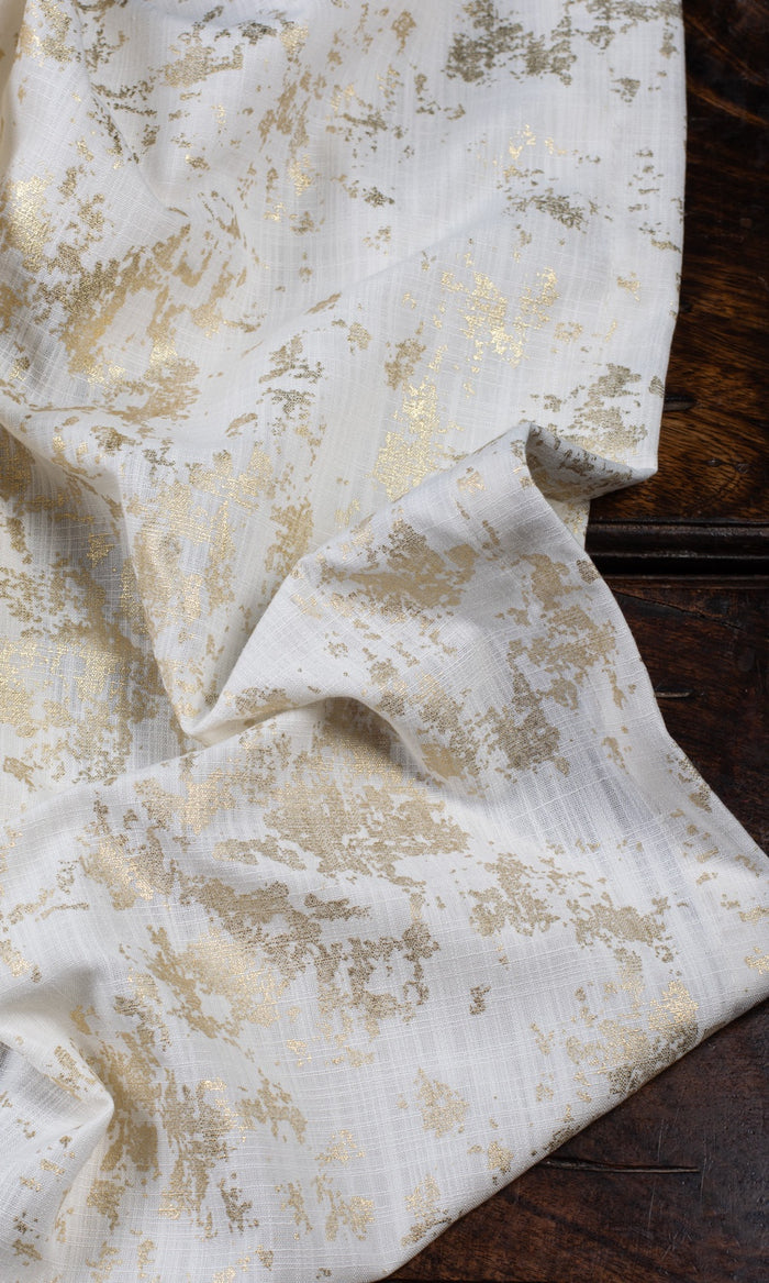 Metallic Abstract Print Made-to-Measure Curtains (Cream/ Golden)