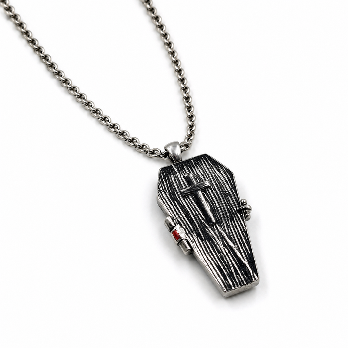Spooky Open and Close Skeleton Coffin Pendant Necklace | Gothic Halloween Jewelry
