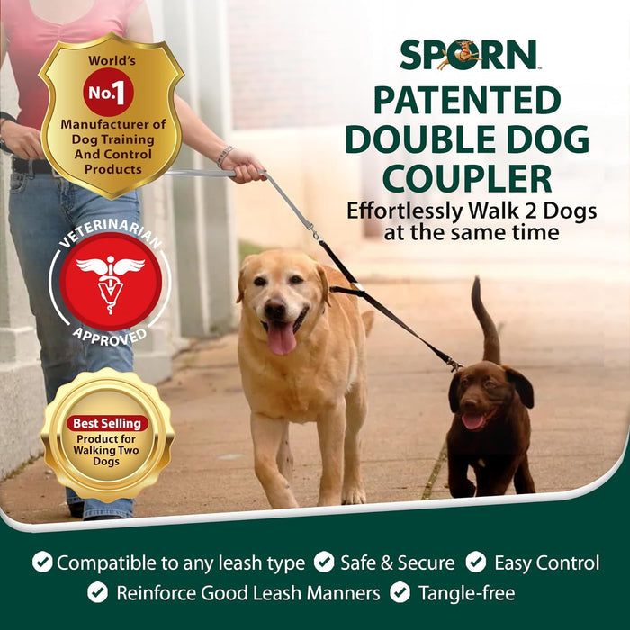 Sporn Double Dog Coupler MD/LG Walk 2 Dogs 1 Lead Adjustable Nickel-Plated Steel