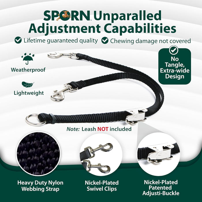 Sporn Double Dog Coupler MD/LG Walk 2 Dogs 1 Lead Adjustable Nickel-Plated Steel