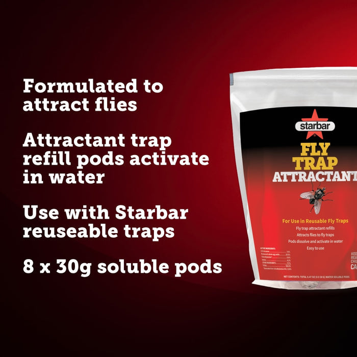 Starbar Fly Attractant For Reusable Fly Traps 8 Water-Soluble Pods