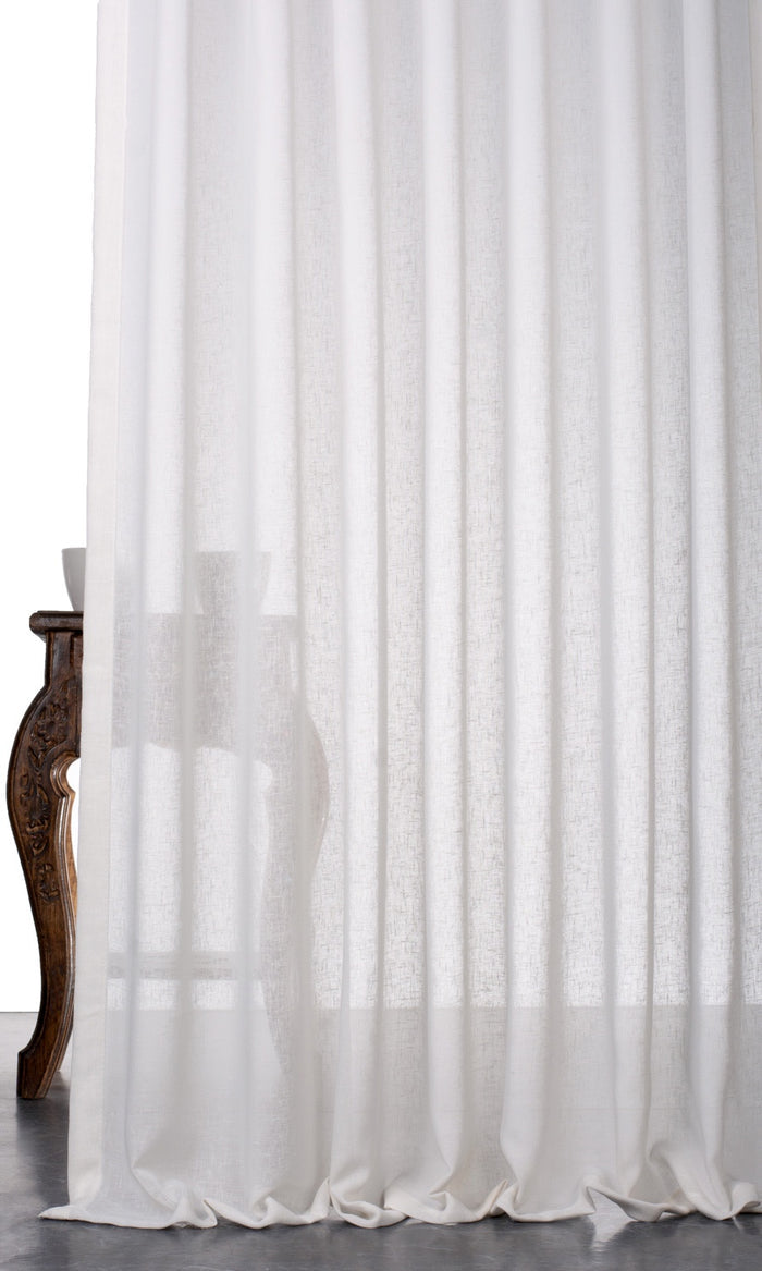 Textured Sheer Curtains for Living, Bedroom, Kitchen, Bathroom (White)
