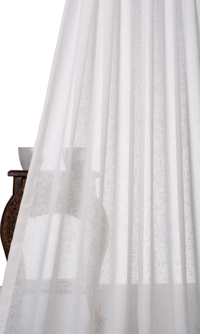 Textured Sheer Pinch Pleat, Rod Pocket, Eyelet Curtains (White)