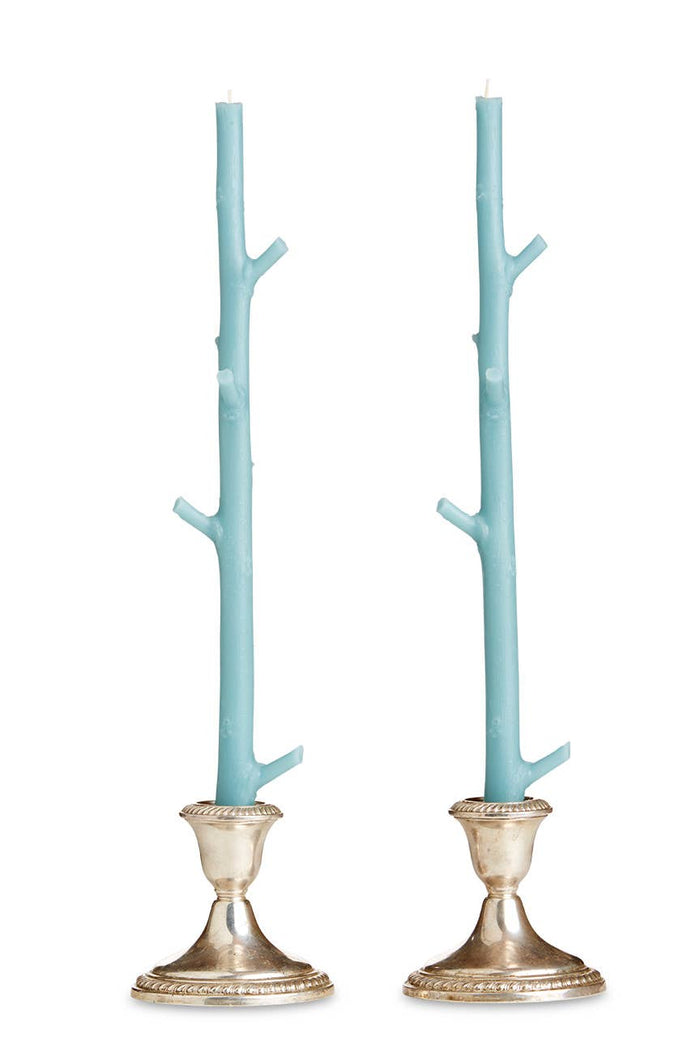 Stick Candles Maple / Pair: Robin Blue
