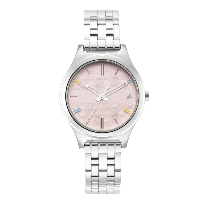 Stunners Pink Dial Silver Metal Strap Watch 6152SM04