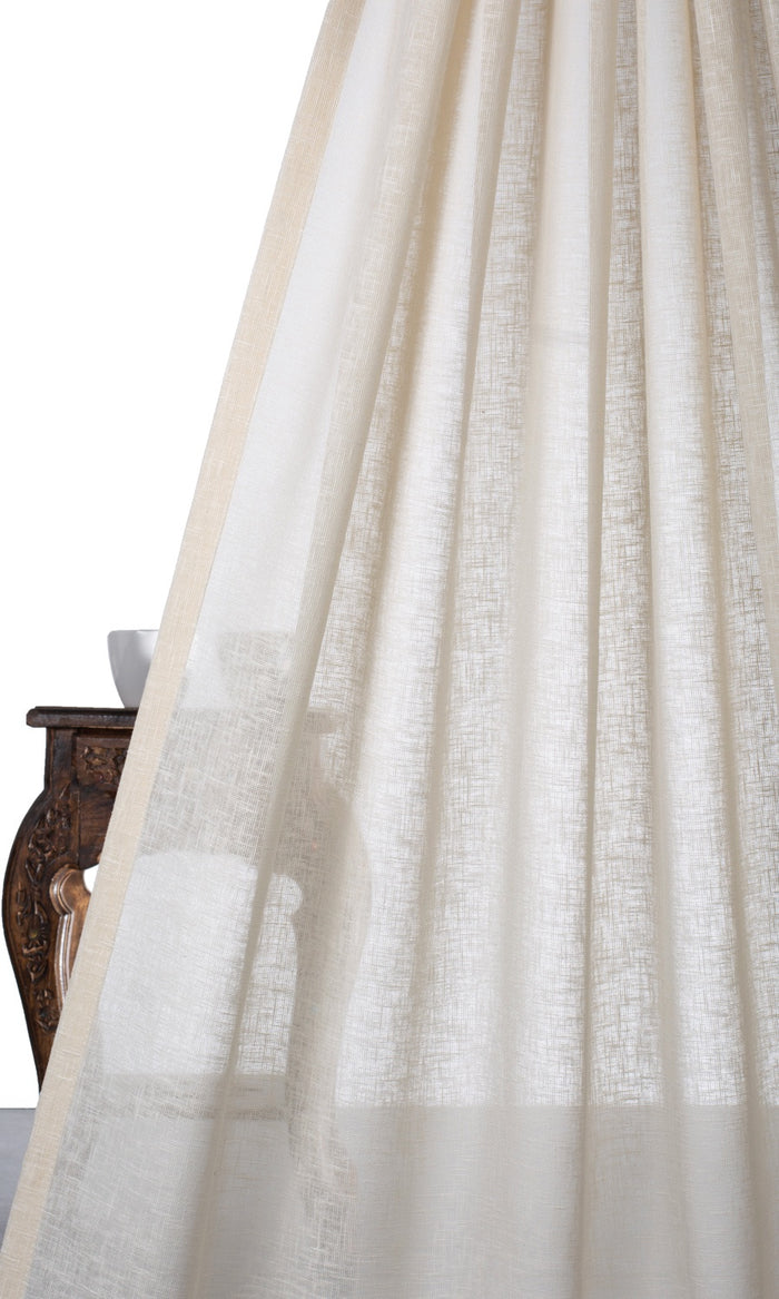 Textured Sheer Pinch Pleat, Rod Pocket, Eyelet Curtains (Warm Ivory/ Pale Beige)