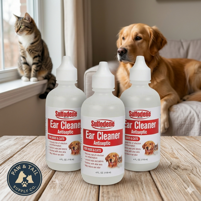 Sulfodene Ear Cleaner for Dog Cat Antiseptic Ear Cleaning Solution 4 oz. 3-Pack
