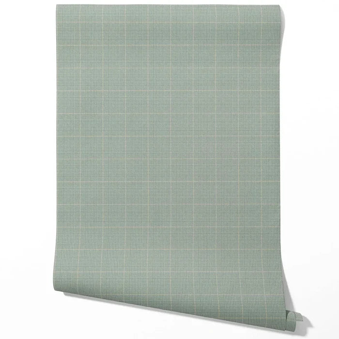 Textured Check/ Geometric Bathroom Wallpaper (Sage Green)
