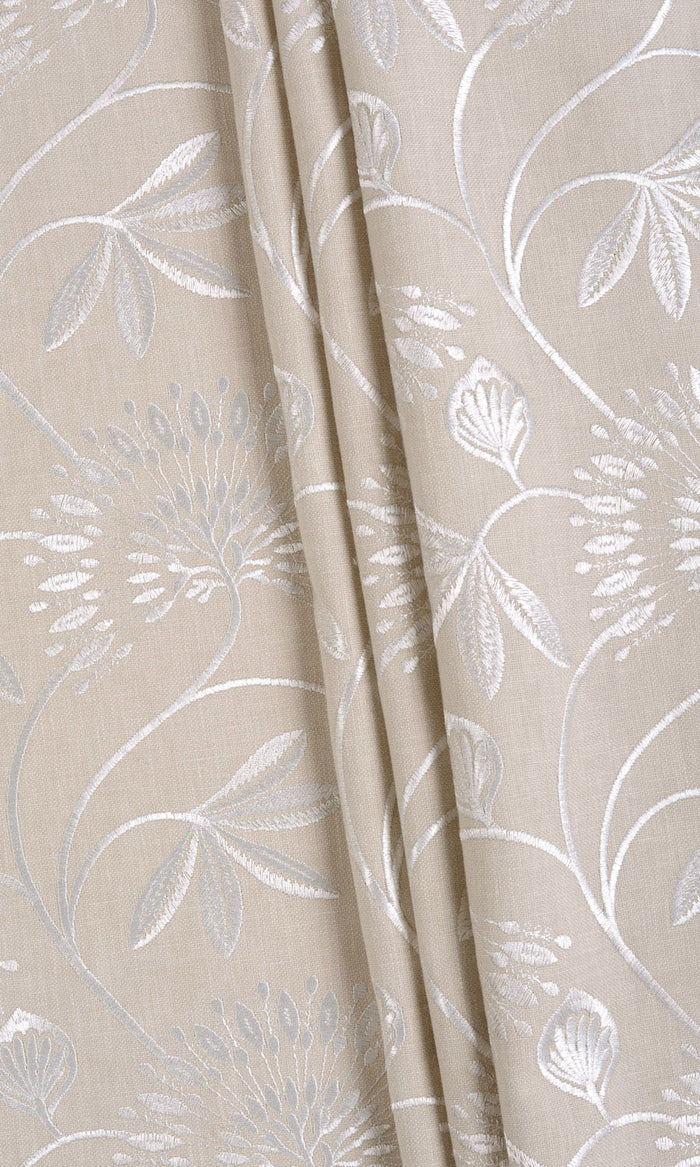 Floral Embroidery Curtains (Beige/ White) Extra Long Short Wide