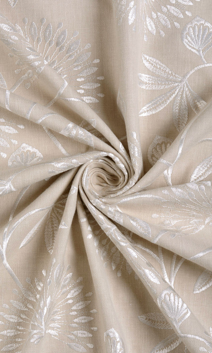 Floral Embroidery Made-to-Measure Curtains (Beige/ White)