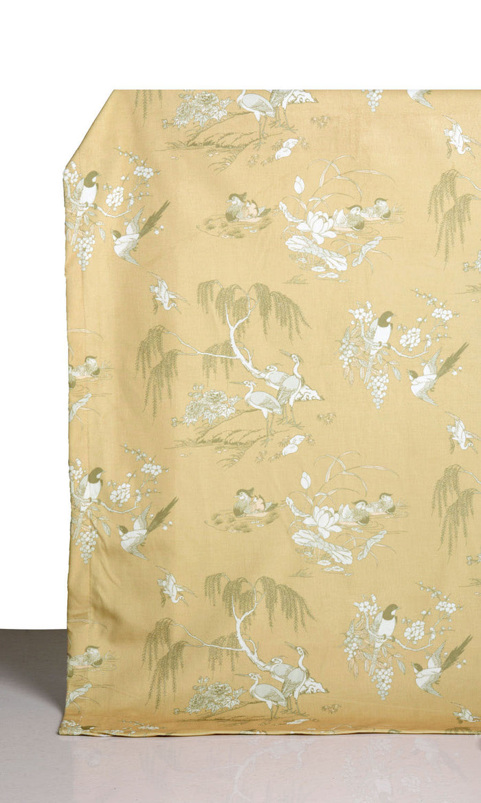 Chinoiserie Toile Velvet Drapes for Living, Bedroom, Kitchen, Bathroom (Yellow)