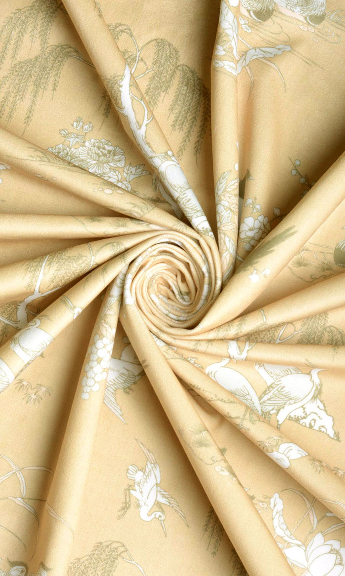 Chinoiserie Toile Velvet Any Size Style Curtains (Yellow)