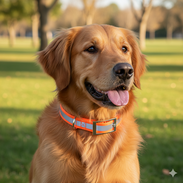 Sunglo Poly Reflective Dog Collar 1"x21" Waterproof Glow Strip Night Safety USA