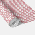 Small Floral Block Print Traditional Wallpaper (Pink/ White)