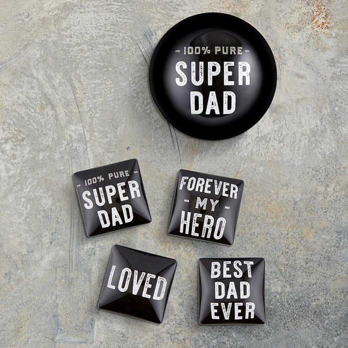 Super Dad Square Glass Magnet Set | In Gift Box