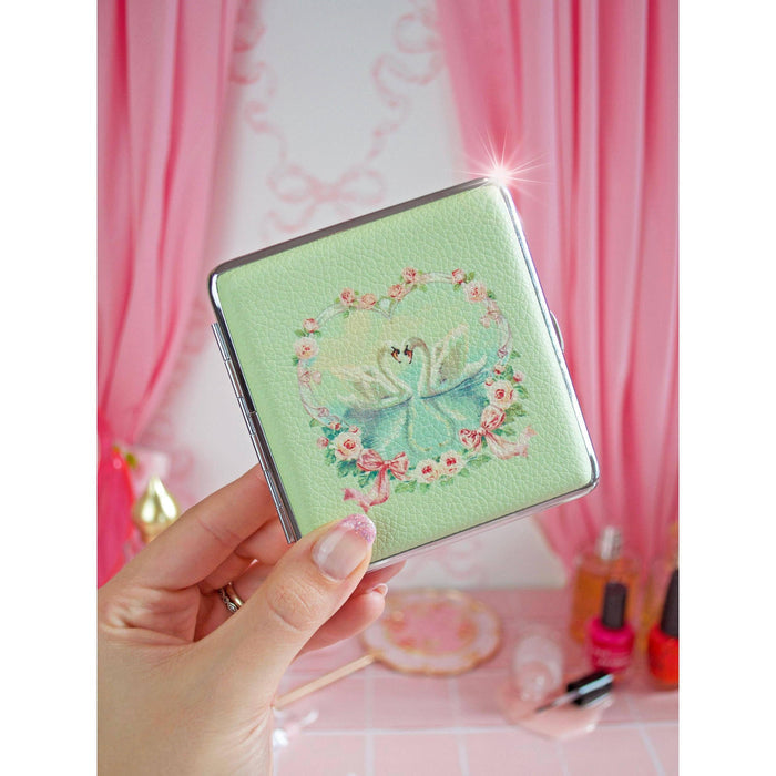 Swan Cig Case | Cute Cigarette Tin Cash Card Container | 3.5" x 3.75"