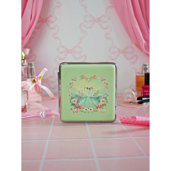 Swan Cig Case | Cute Cigarette Tin Cash Card Container | 3.5" x 3.75"