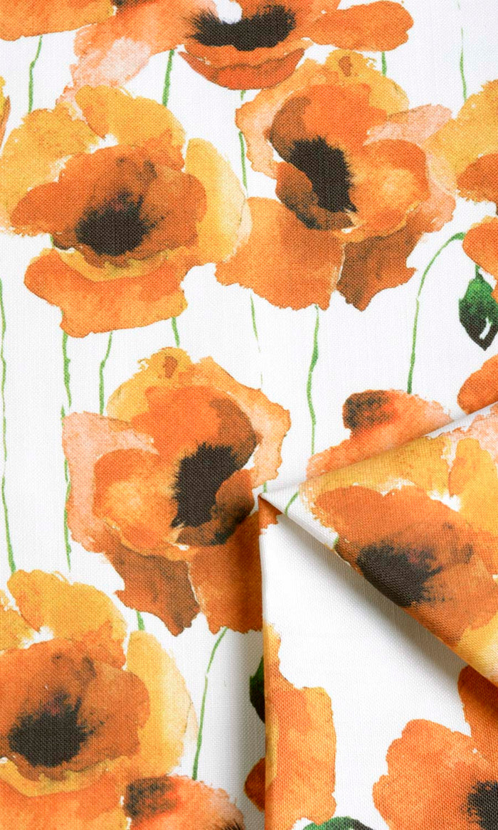 Floral Print Home Textile Fabric Material By the Metre (Orange/ Yellow)