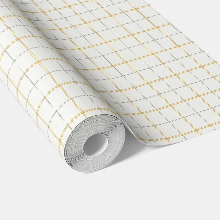 Windowpane Checkered/ Plaid Traditional Wallpaper (Mustard Yellow/ White/ Taupe)