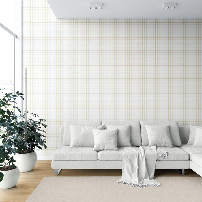 Windowpane Checkered/ Plaid Shower Toilet Wallpaper (Mustard Yellow/ White/ Taupe)