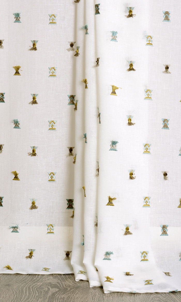 Semi Sheer Drapes for Living, Bedroom, Kitchen, Bathroom (Teal/ Yellow/ White)