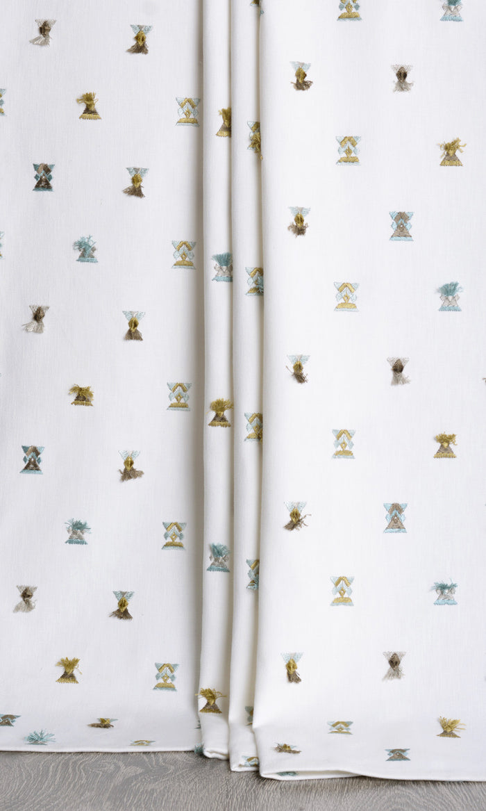 Embroidered Curtains for Living, Bedroom, Kitchen, Bathroom (Green/ Blue/ White)