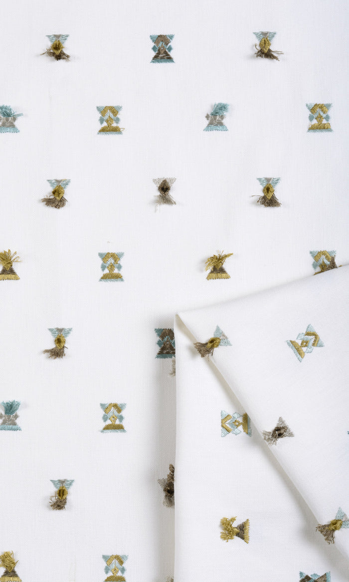 Embroidered Curtains (Green/ Blue/ White) Extra Long Short Wide
