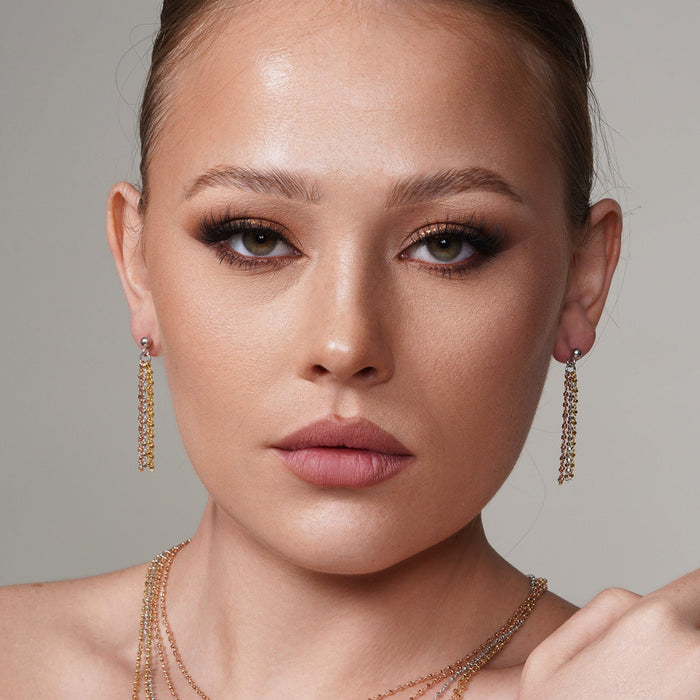 Three-Tone 925 Sterling Silver Tassel Earrings - ARE00012TRI