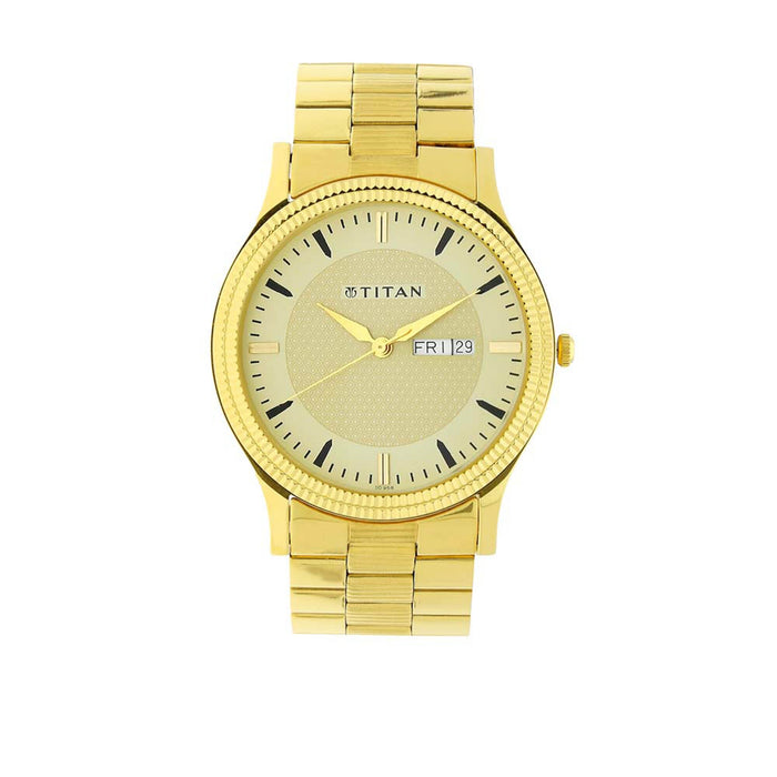 Titan Analog Gold Dial Men's Watch-NL1650YM04/NP1650YM04, Yellow, Champagne, Classic, Yellow, Champagne, Classic