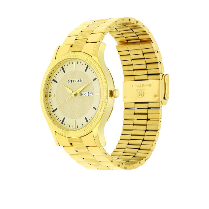 Titan Analog Gold Dial Men's Watch-NL1650YM04/NP1650YM04, Yellow, Champagne, Classic, Yellow, Champagne, Classic