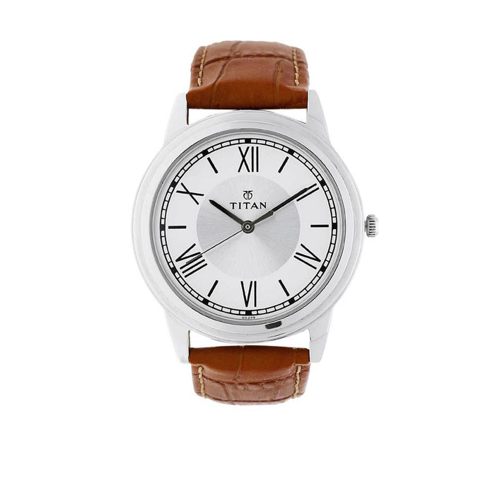 Titan Analog White Dial Men's Watch-NL1735SL01, Brown, strap