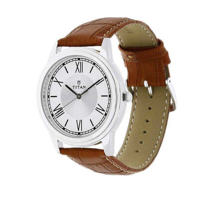 Titan Analog White Dial Men's Watch-NL1735SL01, Brown, strap