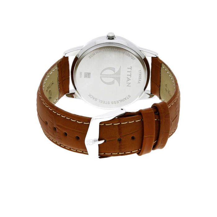 Titan Analog White Dial Men's Watch-NL1735SL01, Brown, strap